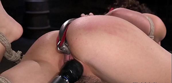  Hot ass slave in extreme hogtie bondage